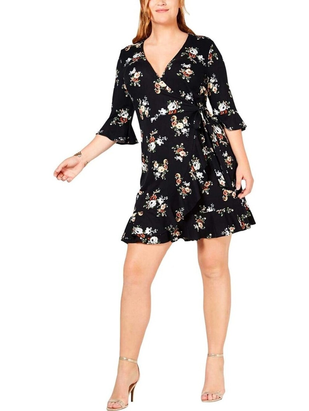 Soprano Womens Plus Size Floral Print Faux Wrap Dress Size 1X